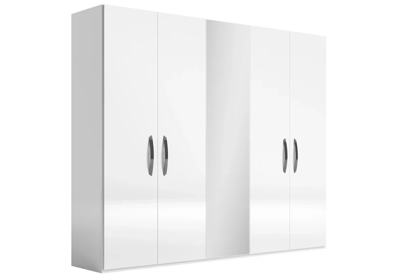 Armoire 3 à 6 portes blanc laqué avec miroir - Anna
