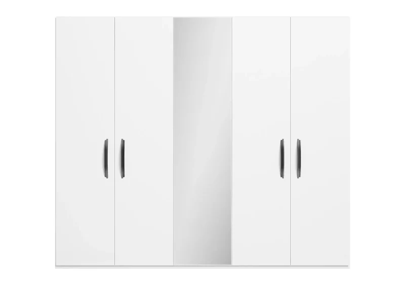 Armoire 3 à 6 portes blanc laqué avec miroir - Anna