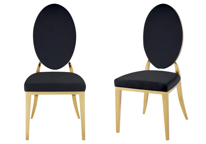 Chaises médaillon velours noir doré - Neo x4