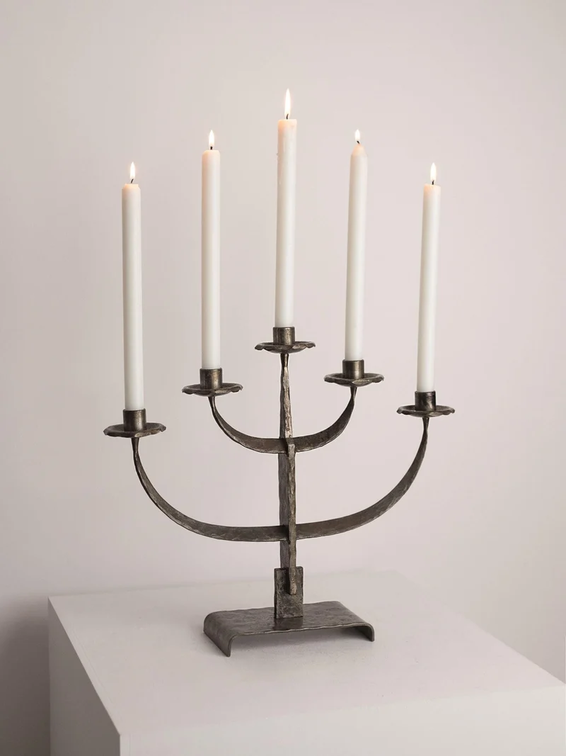 Vintage Hand-Forged Candle Holder in Metal