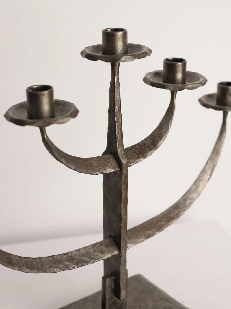 Vintage Hand-Forged Candle Holder in Metal