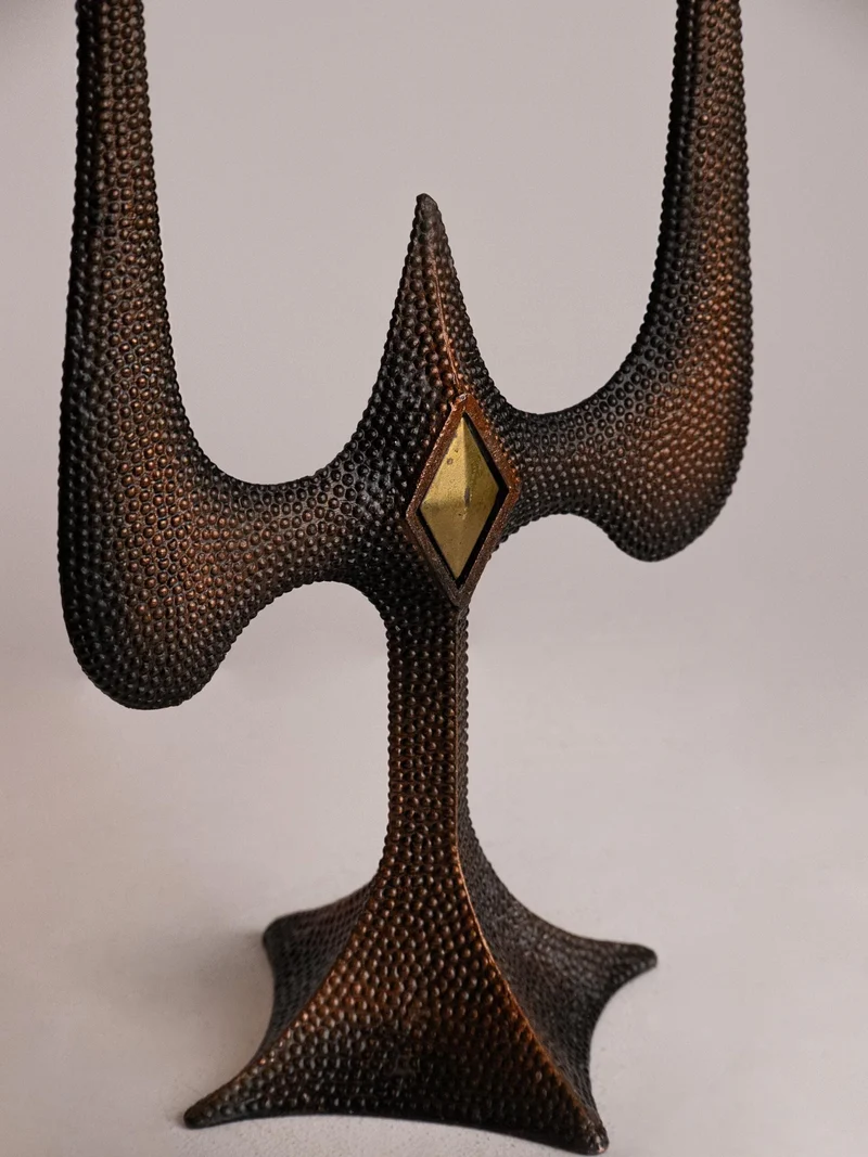 Brutalist Candle Holder, Mid Century Modern 1960s