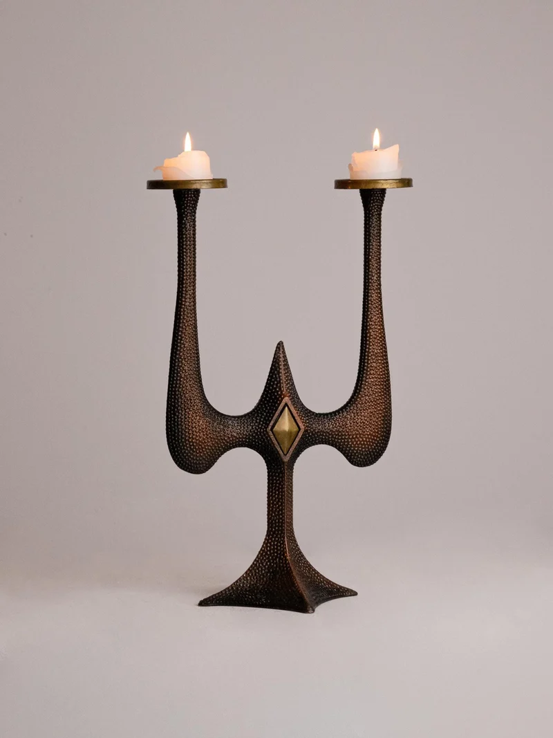 Brutalist Candle Holder, Mid Century Modern 1960s