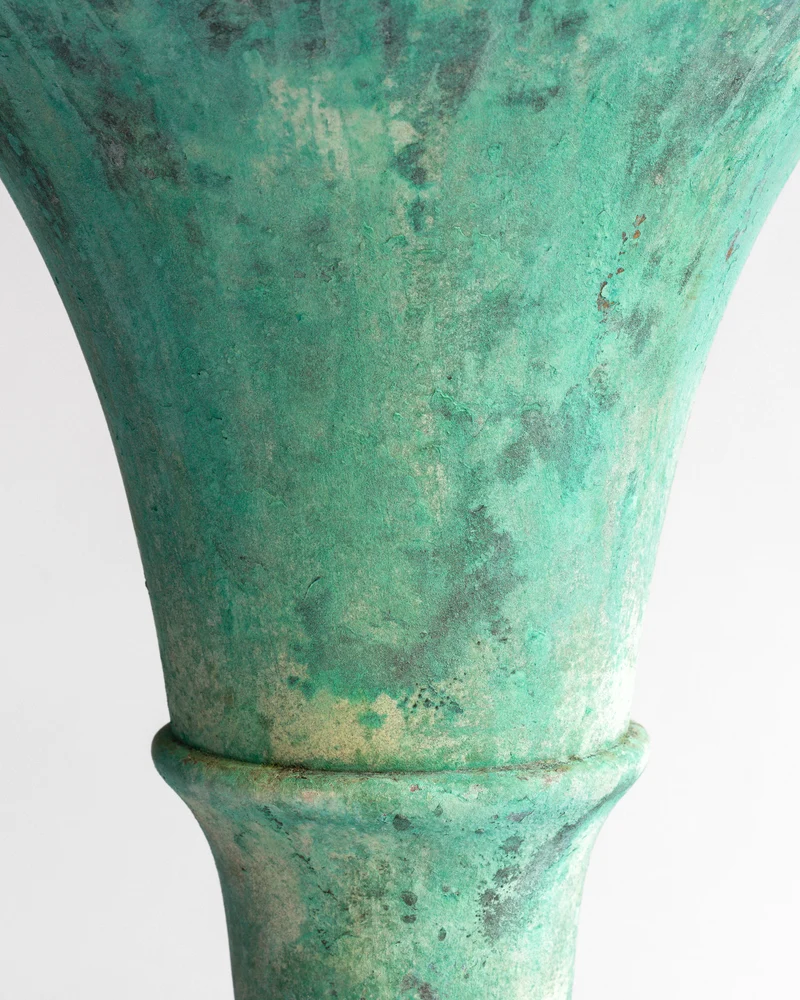 Vintage Art Deco Uplighter with Verdigris Patina, 1930s Brass Table Lamp