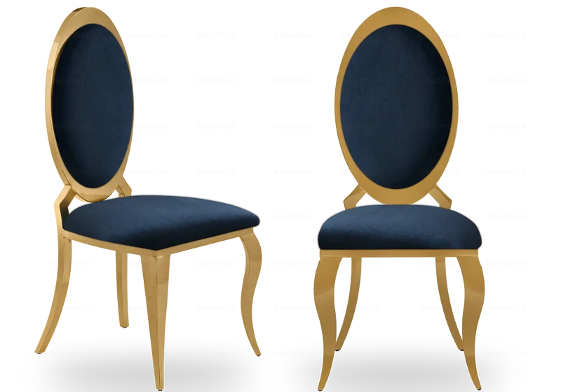 Chaises médaillon velours noir doré - Aura x4