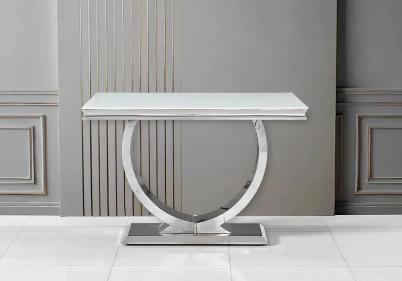Console verre blanc argent - Bobo