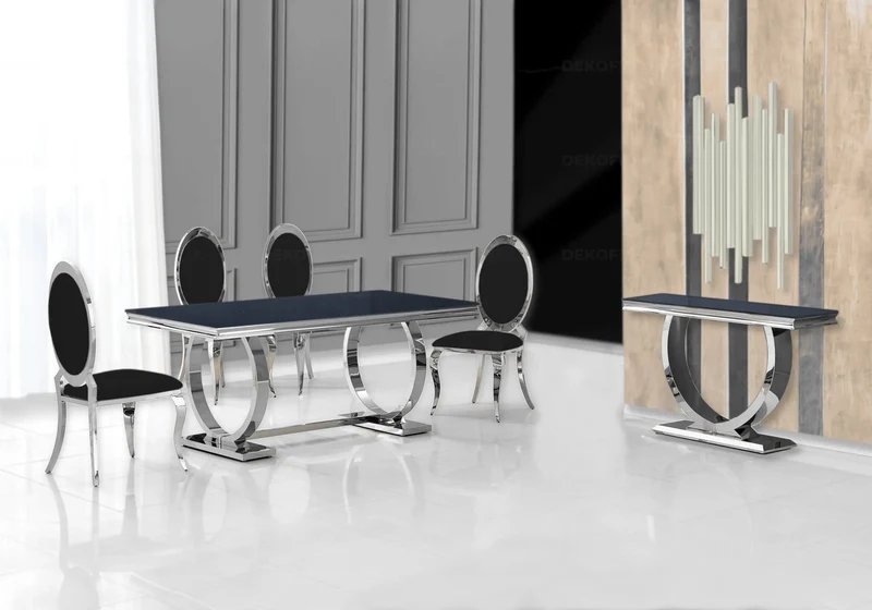 Console verre noir argent - Bobo