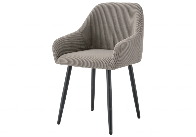 Fauteuil de table enveloppant velours côtelé moka - Dena x2