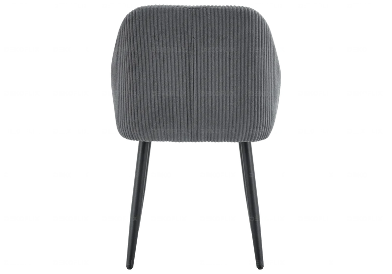 Fauteuil de table enveloppant velours côtelé gris - Dena x2