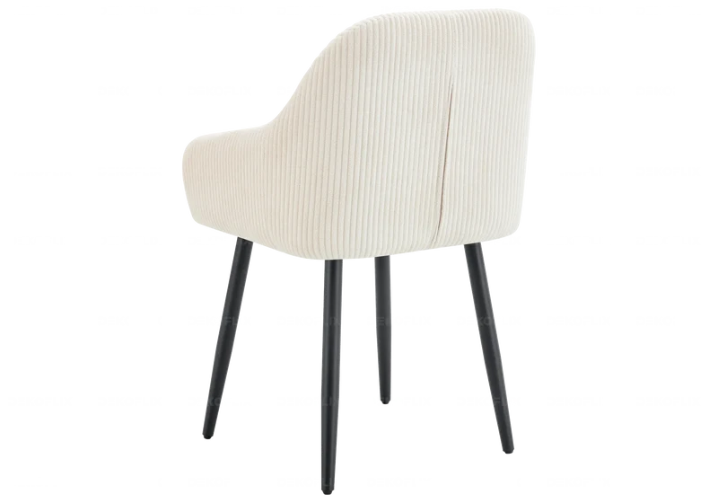 Fauteuil de table enveloppant velours côtelé beige - Dena x2