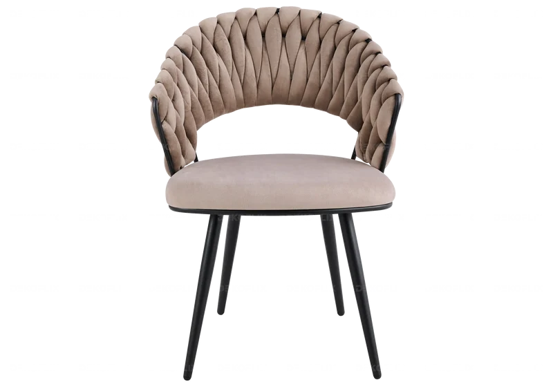 Chaise de table velours taupe pieds noirs - Petra x2