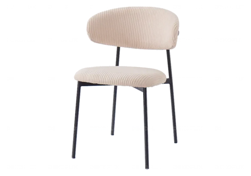 Chaise de table velours côtelé beige pieds noir - Asna x4