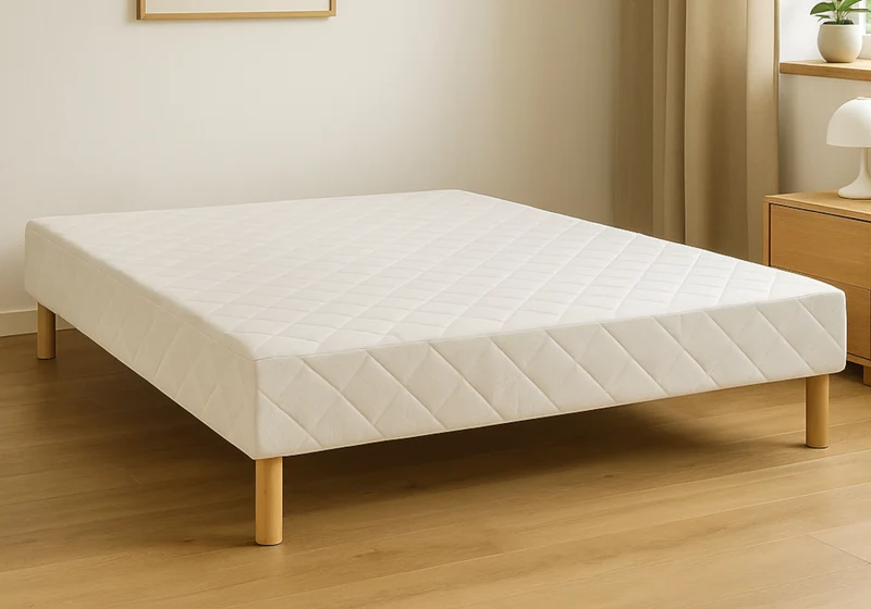 Sommier 2 places tapissier pieds bois - Linea