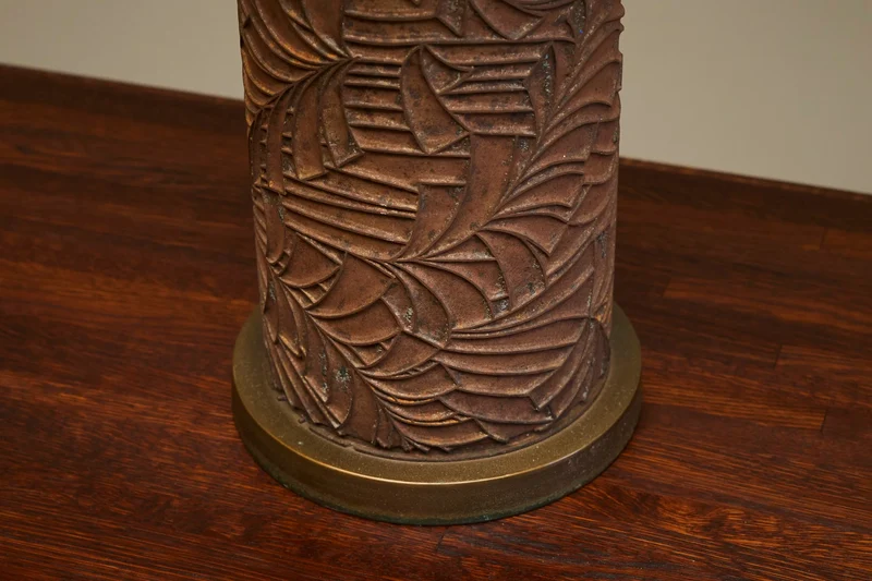 Vintage Antoine Callebaut Monumental Table Lamp in Patinated Bronze Belgium 1970s