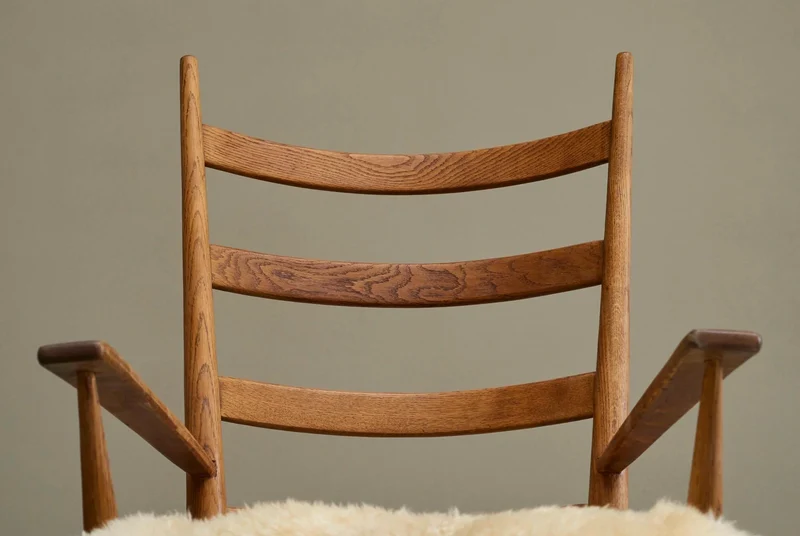 Rocking Chair in Solid Oak and Sheepskin France 1960s