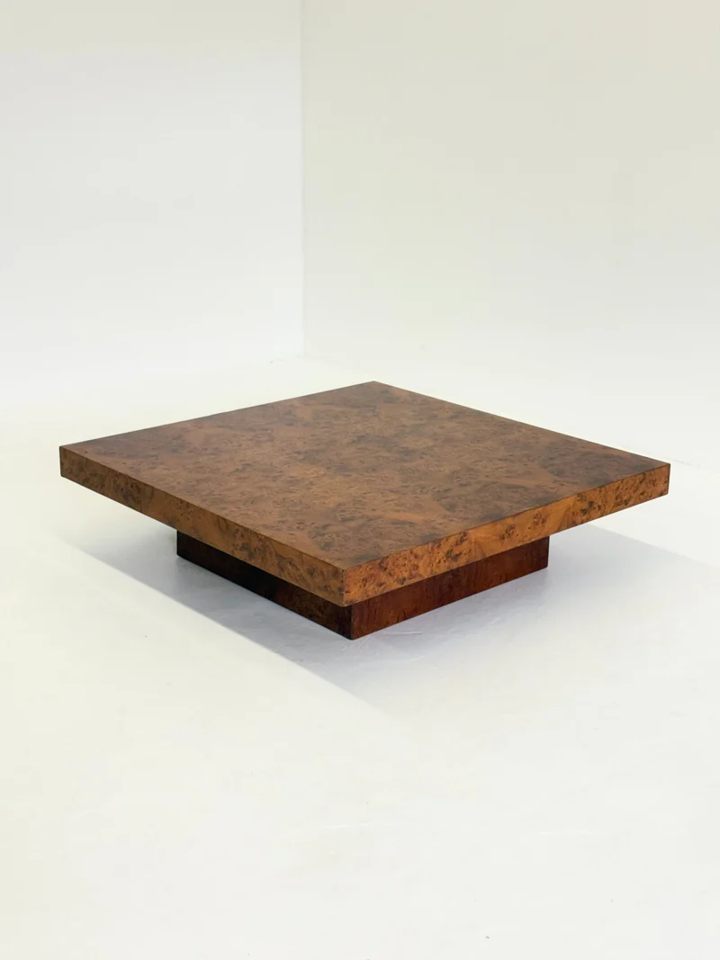 XL Square Coffee Table by Turri made of burl wood
