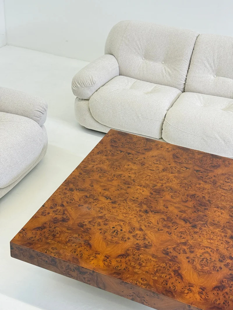 XL Square Coffee Table by Turri made of burl wood