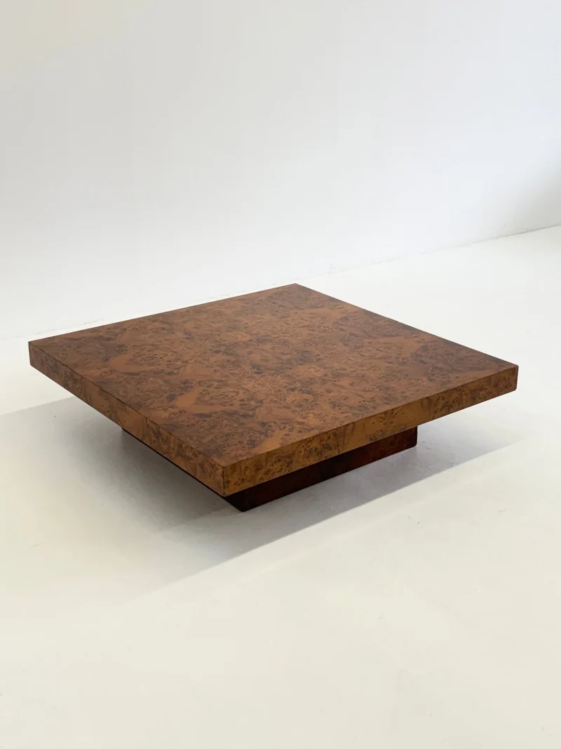 XL Square Coffee Table by Turri made of burl wood