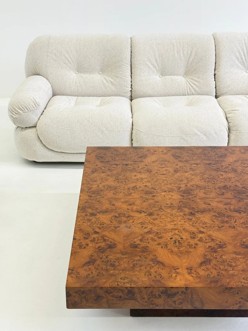 XL Square Coffee Table by Turri made of burl wood