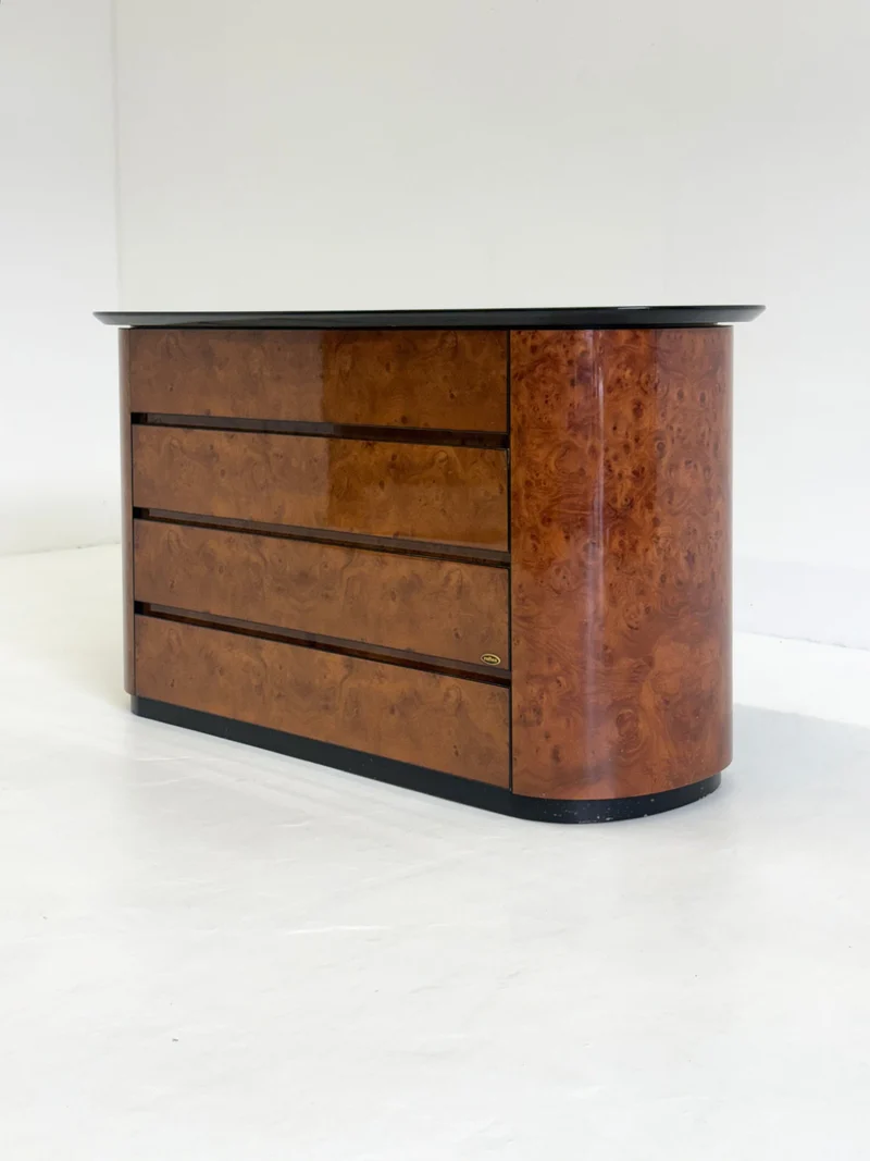 Vintage Voltan Chest of Drawers in Lacquered Burl Wood