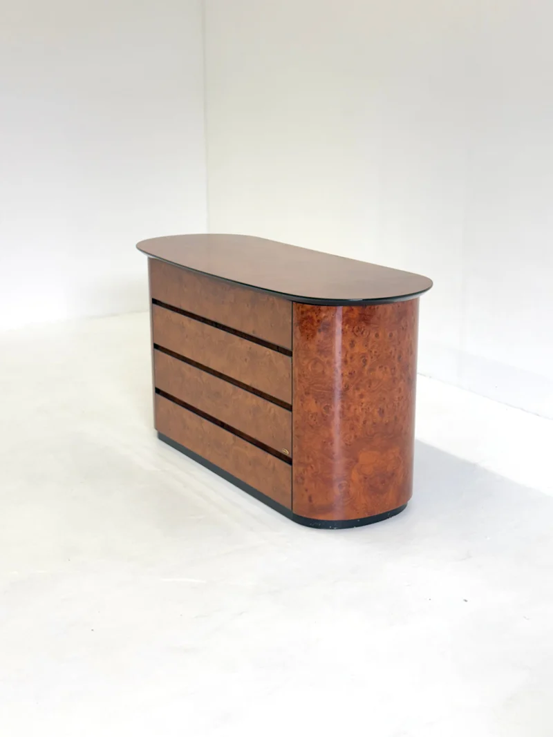 Vintage Voltan Chest of Drawers in Lacquered Burl Wood