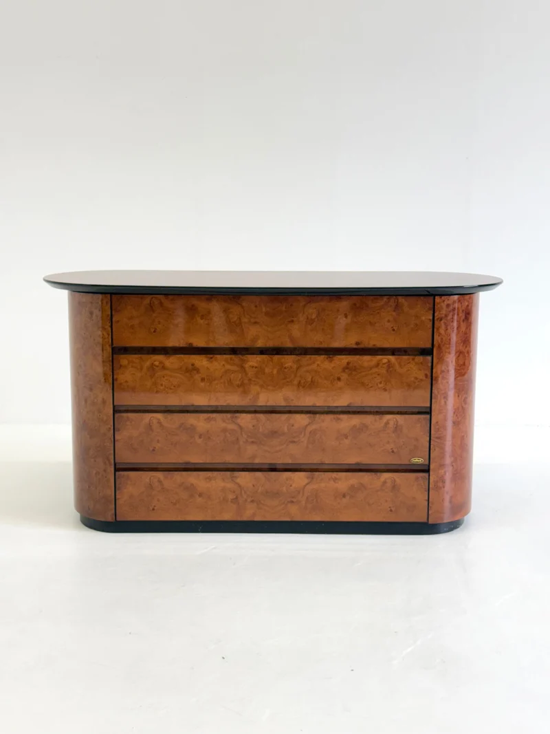 Vintage Voltan Chest of Drawers in Lacquered Burl Wood