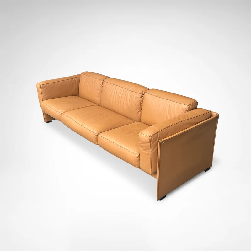 Duc Camel Leather 3-Seater Sofa by Mario Bellini for Cassina, 1990s