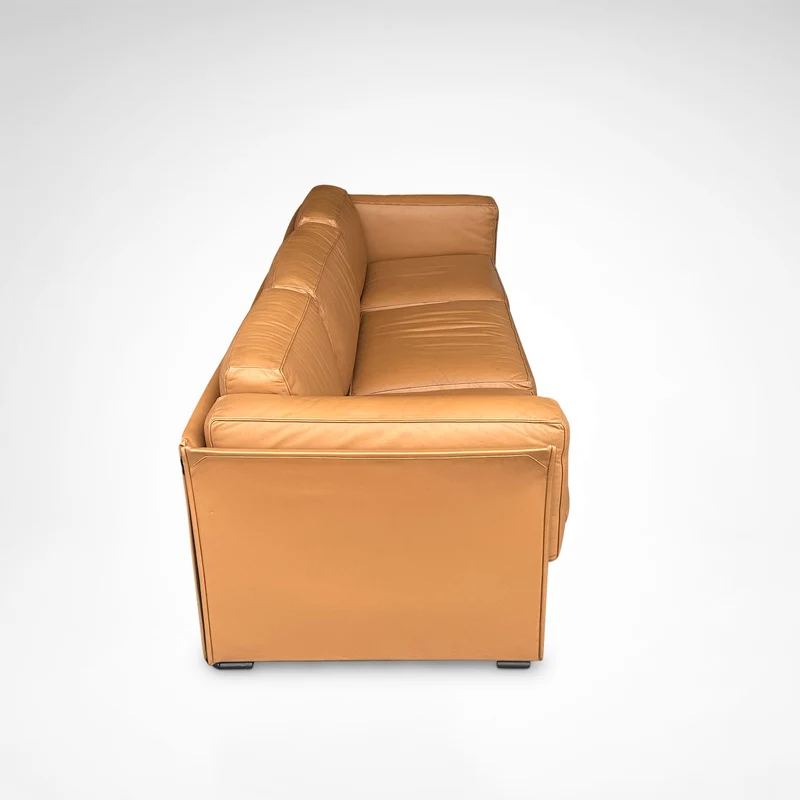 Duc Camel Leather 3-Seater Sofa by Mario Bellini for Cassina, 1990s