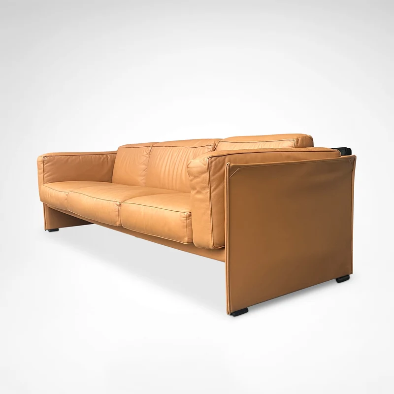 Duc Camel Leather 3-Seater Sofa by Mario Bellini for Cassina, 1990s