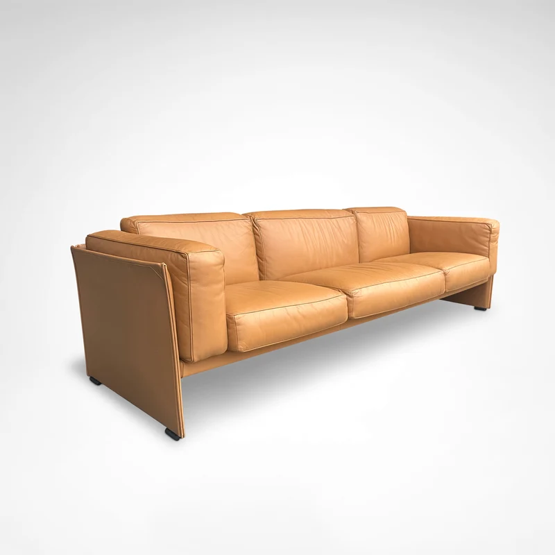 Duc Camel Leather 3-Seater Sofa by Mario Bellini for Cassina, 1990s