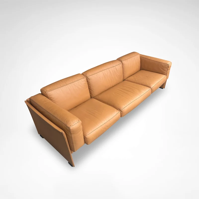 Duc Camel Leather 3-Seater Sofa by Mario Bellini for Cassina, 1990s