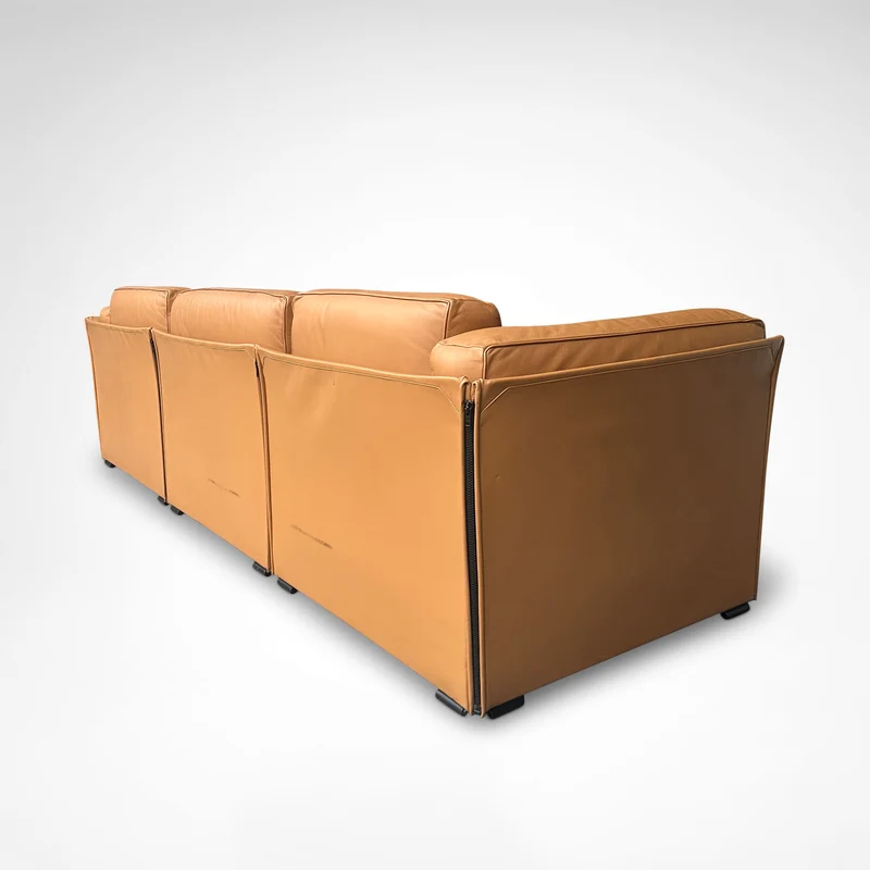Duc Camel Leather 3-Seater Sofa by Mario Bellini for Cassina, 1990s