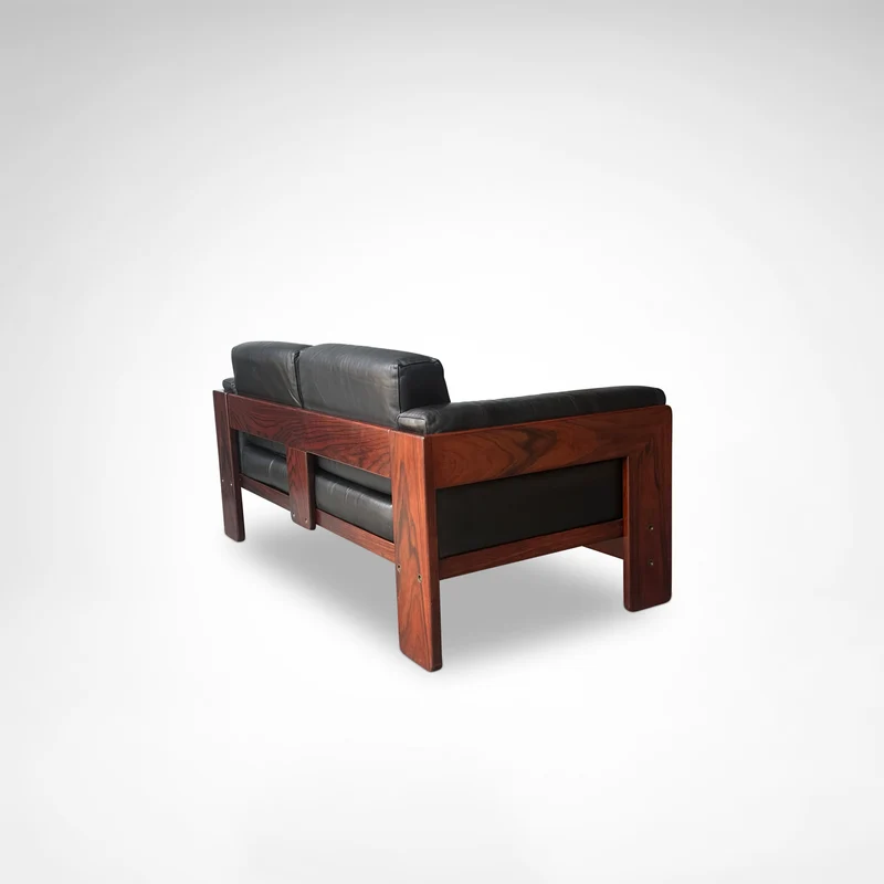 Bastiano 2-Seater Rosewood and Leather Sofa by Afra & Tobia Scarpa for Knoll International, 1980s