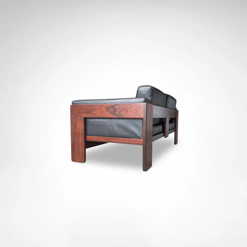 Bastiano 2-Seater Rosewood and Leather Sofa by Afra & Tobia Scarpa for Knoll International, 1980s
