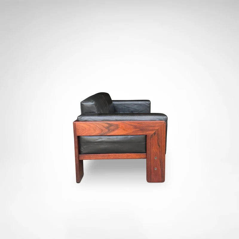 Bastiano 2-Seater Rosewood and Leather Sofa by Afra & Tobia Scarpa for Knoll International, 1980s