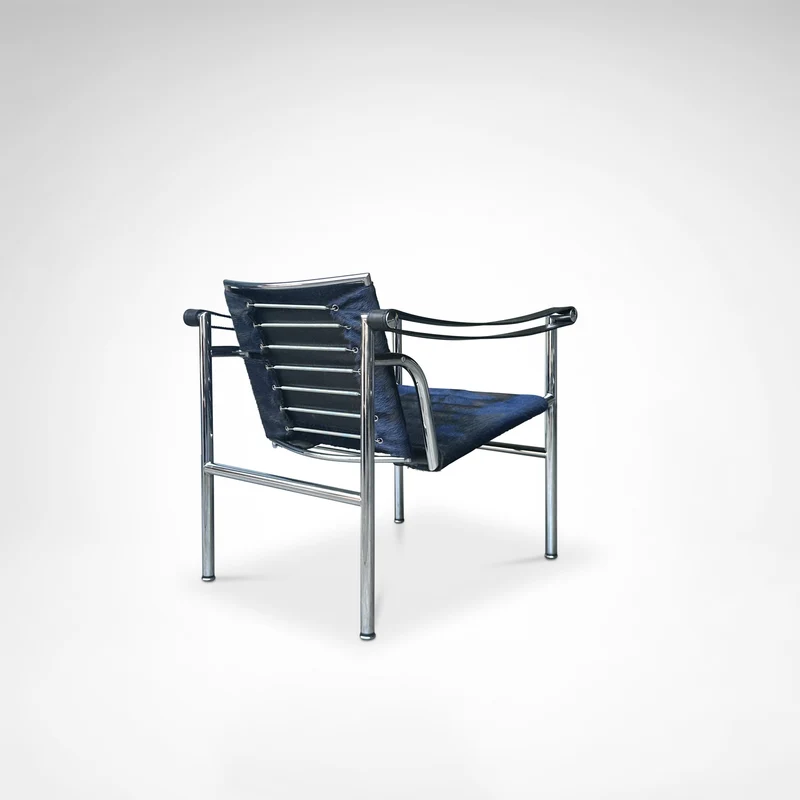 LC1 Blue and Black Ponyskin Armchair by Le Corbusier, Charlotte Perriand & Pierre Jeanneret for Cassina, 1990s