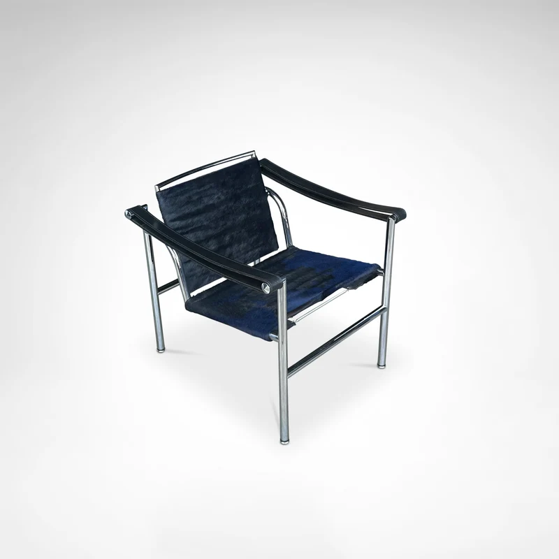 LC1 Blue and Black Ponyskin Armchair by Le Corbusier, Charlotte Perriand & Pierre Jeanneret for Cassina, 1990s