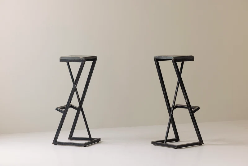 Set of 2 Modernist French Bar Stools, 1950s