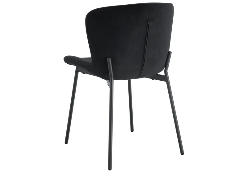 Chaise salle manger velours noir pieds noir - Vesta x4
