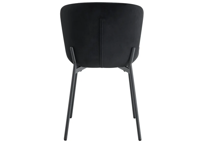 Chaise salle manger velours noir pieds noir - Vesta x4