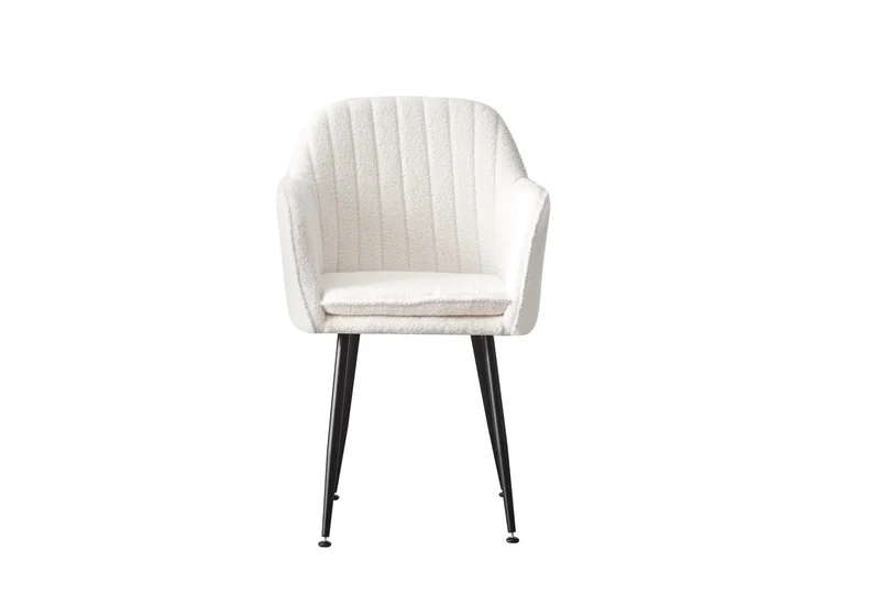 Chaise fauteuil bouclette blanc noir - Avas x2