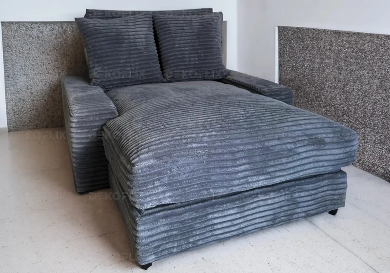 Canapé moderne tissu côtelé anthracite - Lino