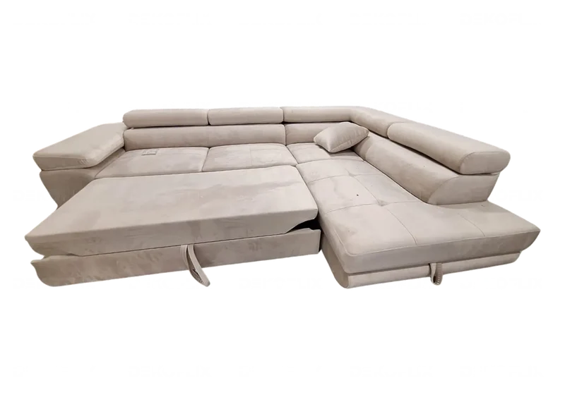 Canapé angle moderne velours beige - Teva
