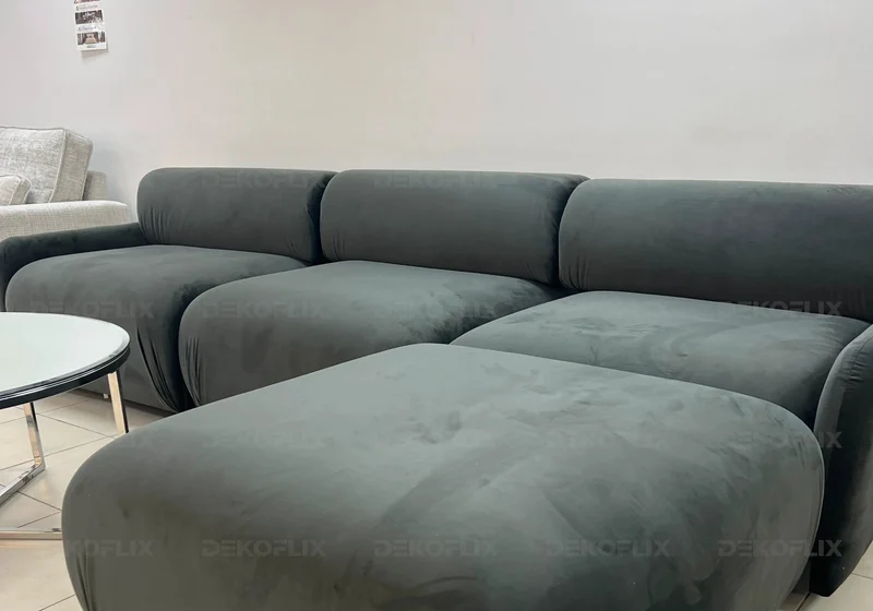 Canapé angle modulable velours anthracite - Yony