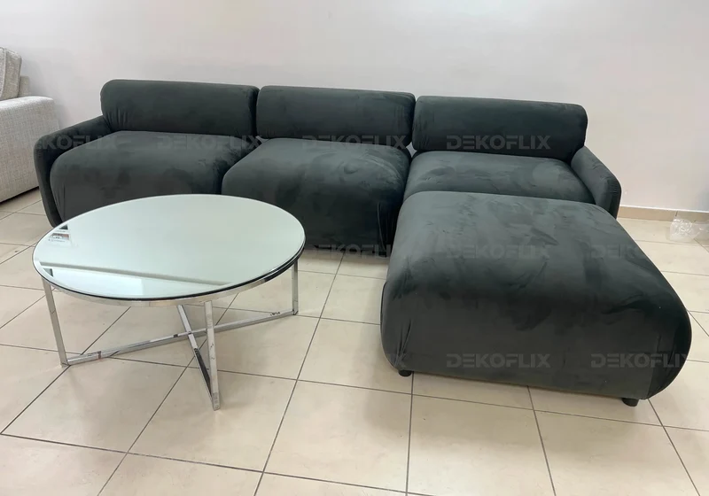 Canapé angle modulable velours anthracite - Yony