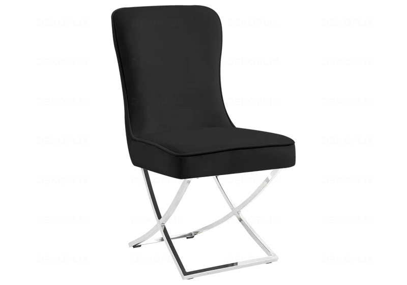 Chaises velours noir argenté avec anneau - Ursi x2