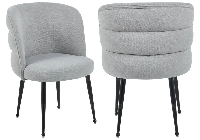 Fauteuils de table en tissu effet lin gris - Liza x2