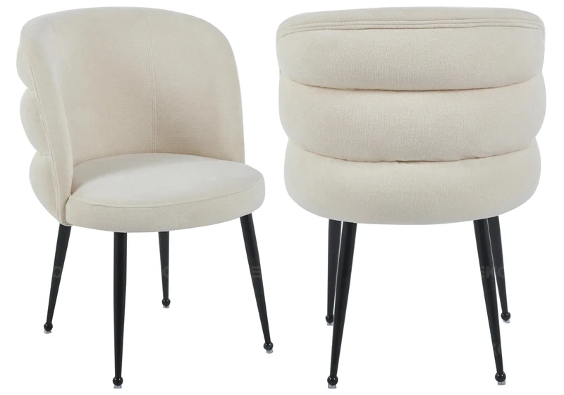 Fauteuils de table en tissu effet lin écru - Liza x2
