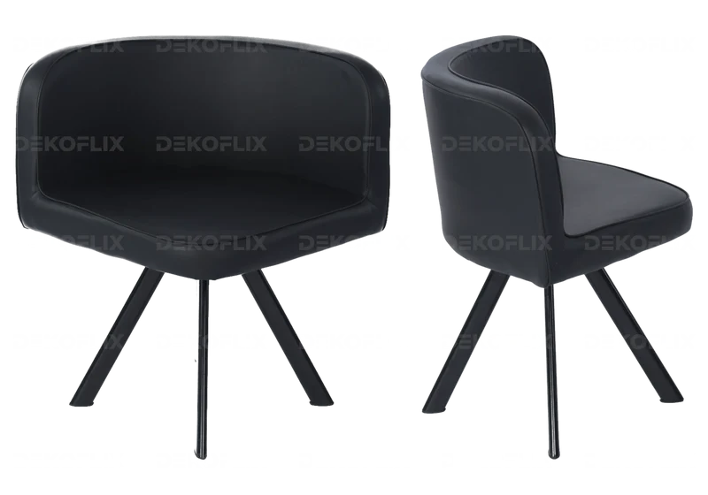 Ensemble table marbre et 4 chaises noir - Space