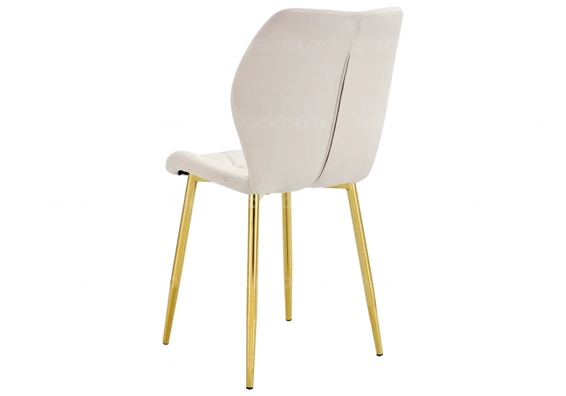 Chaise coquillage en velours beige et pieds dorés - Nava x4